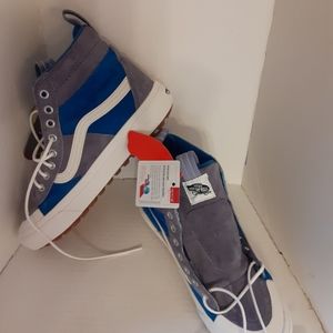 Vans Men's Blue and Gray High-Top Sneakers